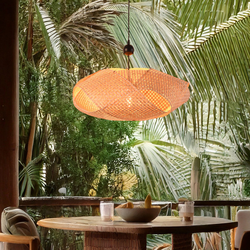Luminaires suspendus lustre en bambou Kandace Farmhouse