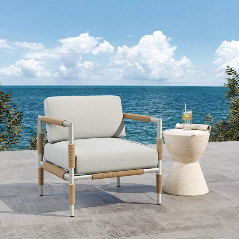 Fauteuil d'extérieur en aluminium avec coussins épais
