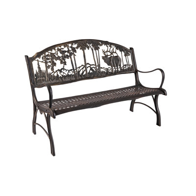 Hennessy Elk Cast Iron Park Bench by Loon Peak
