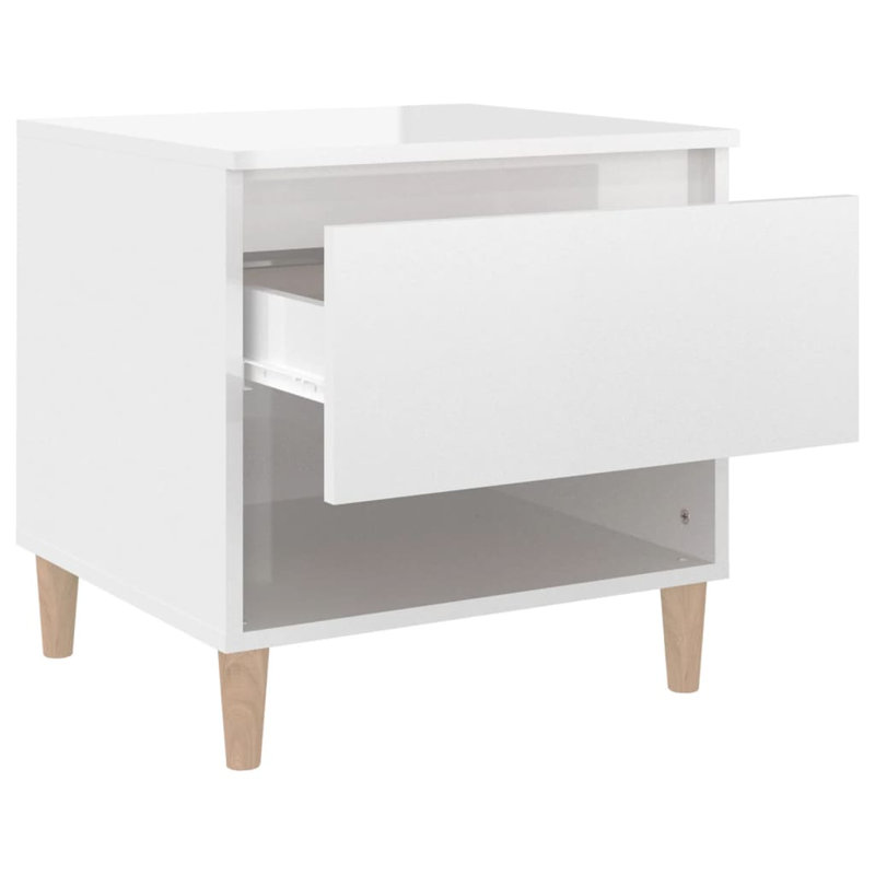 Norda 50 cm W Bedside Table, High gloss white