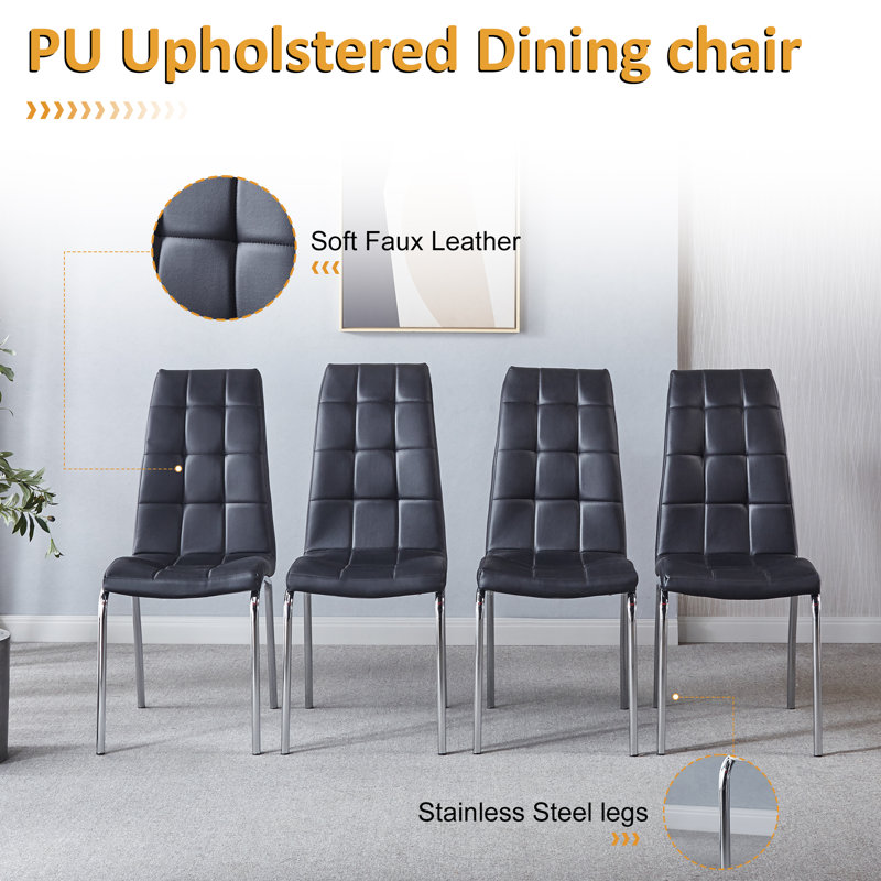 5 - Piece Pedestal Dining Set, Silver, Black/Silver