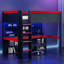Lit mezzanine avec lumières DEL multicolores, panneau perforé et bureau de jeu intégré-1423945409