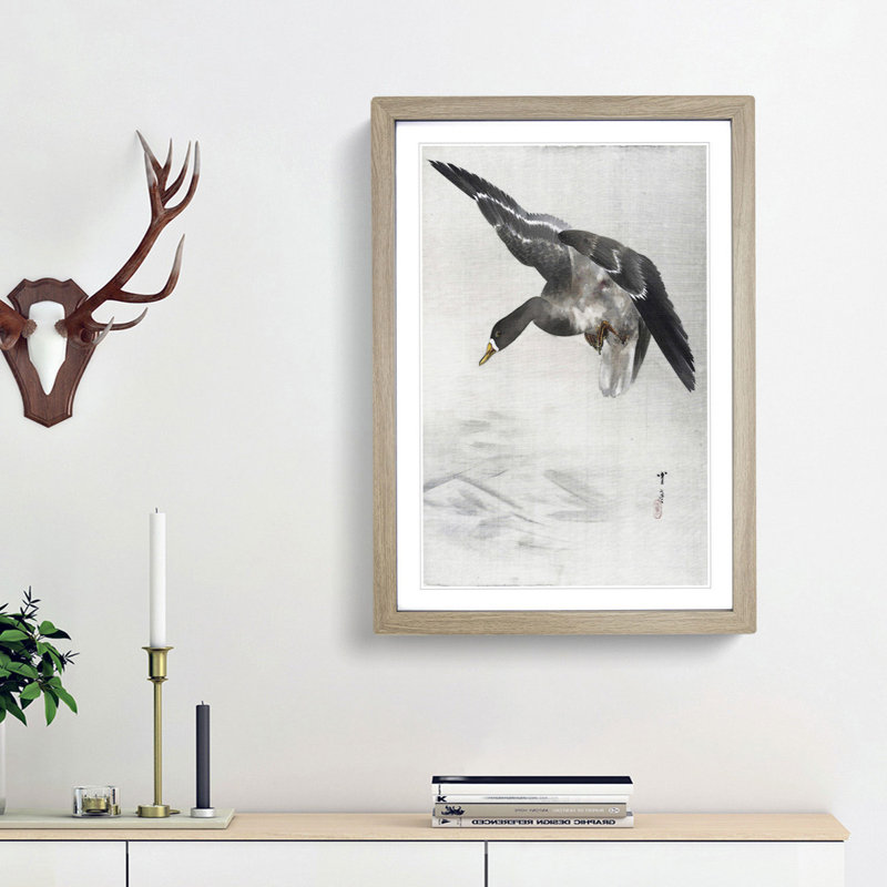 Duck by Watanabe Seitei - Picture Frame Painting Print, 36cm H x 27cm W x 2cm D, Oak Framed