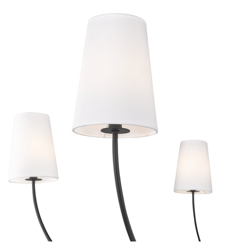 Lustre classique à 6 lumières avec abat-jour Caral, Noir mat, H 25,75 po x l 62 po x P 62 po, 6