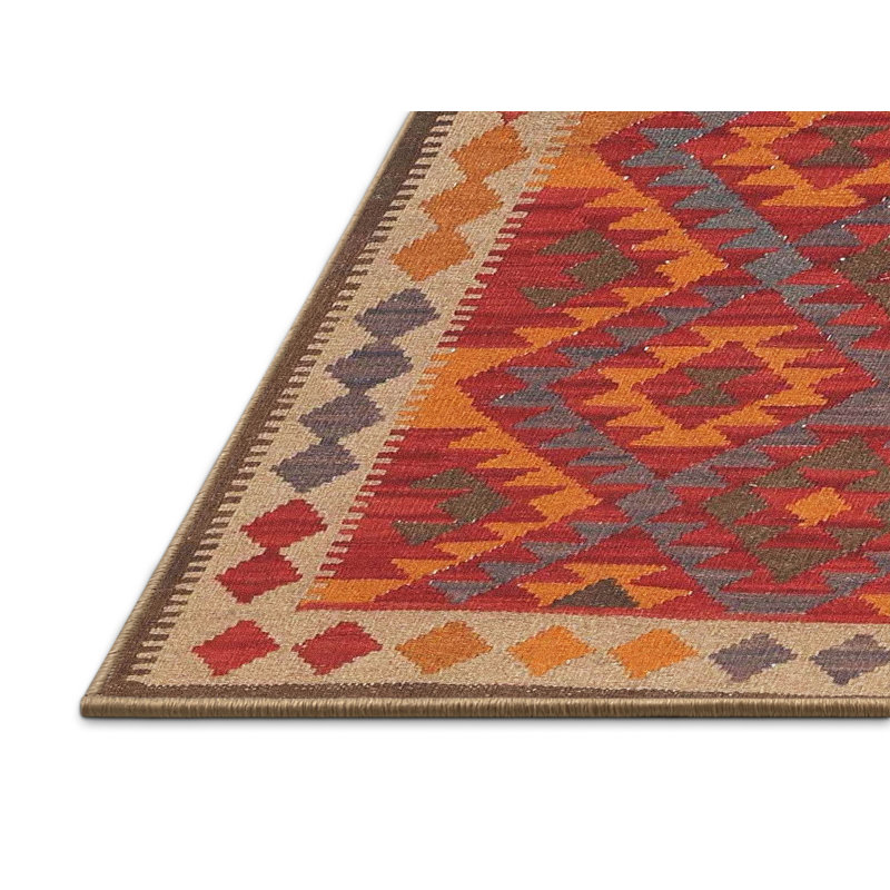 Tapis noir/orange/beige contemporain Gerhilde, Rectangle 8 pi x 12 pi