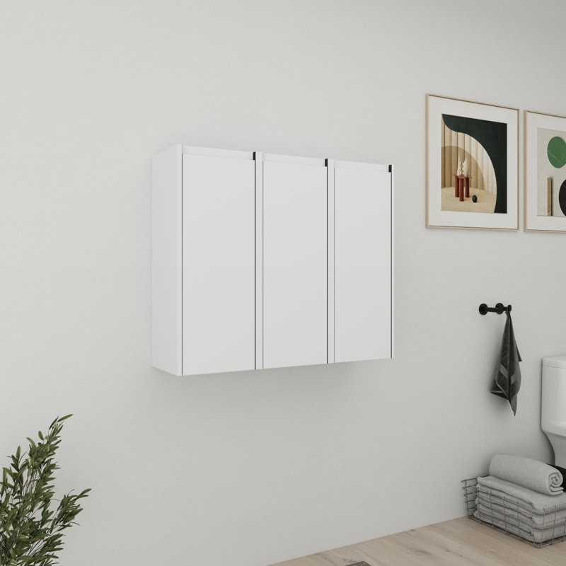 36'' Three Bathroom Storage With Soft Close Doors, White