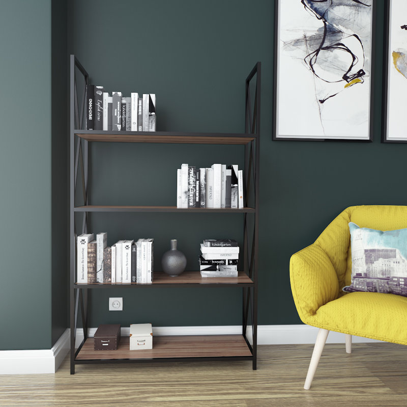 149.86cm H x 93.98cm W Metal Etagere Bookcase