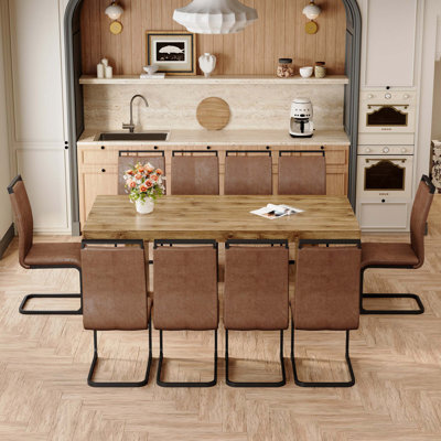 Ensemble de table et de chaises 78,7 po x 39,4 po x 29,9 po en bois aggloméré, avec un plateau de table de 3,5 po d'épaisseur.