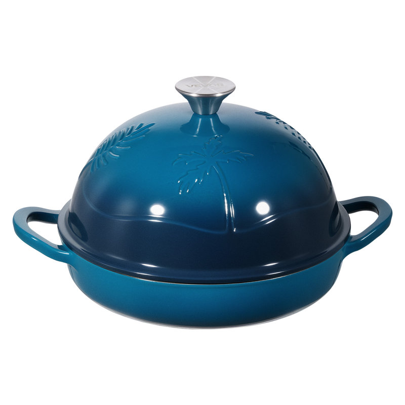 Cocotte en fonte émaillée, 5 litres, idéale pour la cuisson du pain au levain, compatible avec les fours à induction jusqu'à 260 °C, robuste et dotée d'un couvercle et de deux poignées, conçue pour la cuisson et le rôtissage.