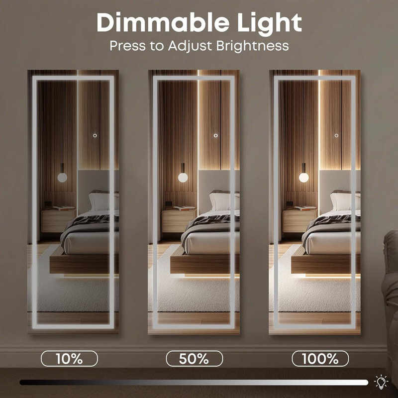 64" X 21" Full Length LED Floor Mirror, 64" H x 21" W