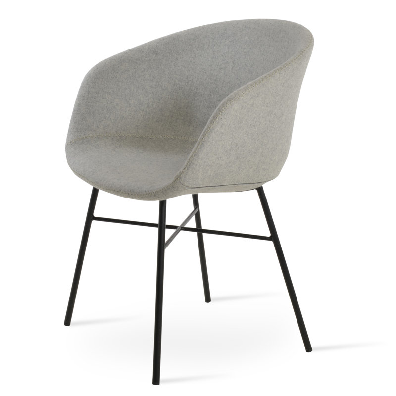 Chaise d’appoint rembourrée en similicuir Tribeca Ana, Noir, Laine argentée