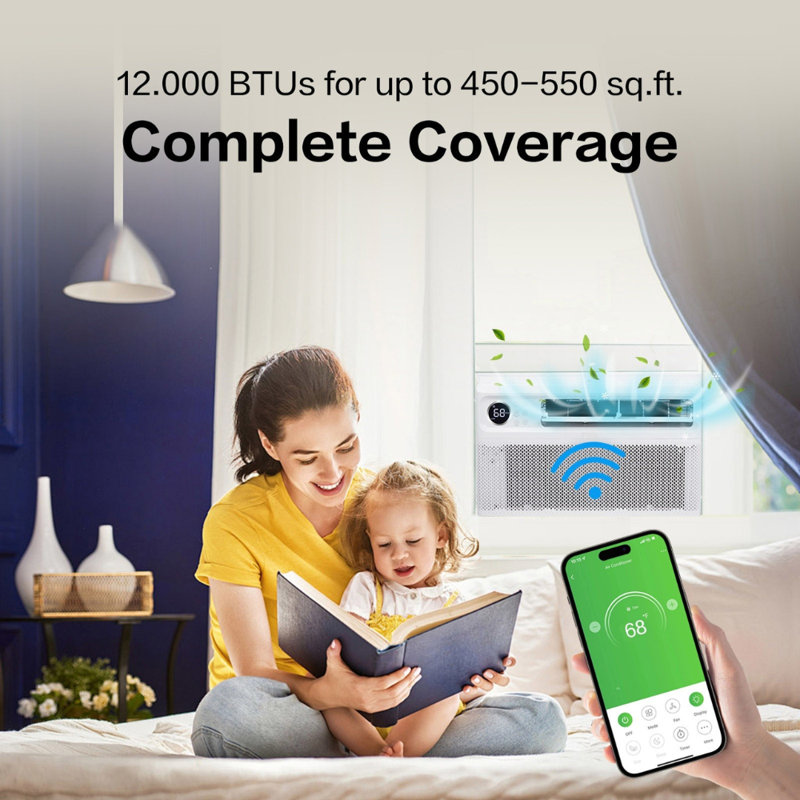 Winado 12000 BTU Wi-Fi Connected Window Air Conditioner for 550 Square Feet with Remote Included
