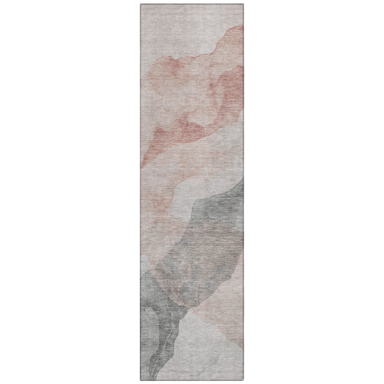Machine Washable Indoor/Outdoor Xhevrie Salmon Rug