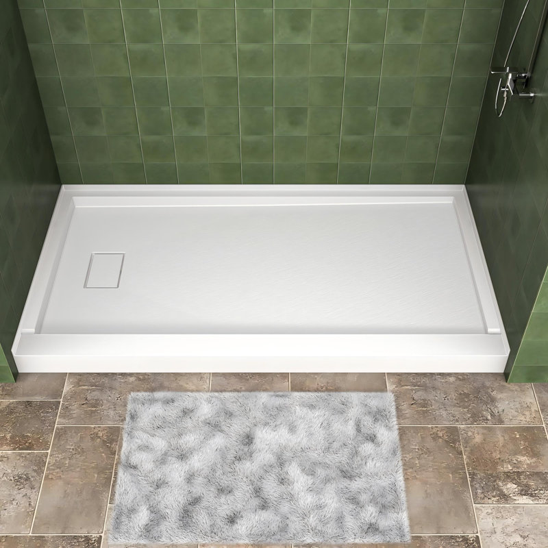 Base de douche 60 po x 36 po SMC à simple seuil avec drain à gauche et drain complet