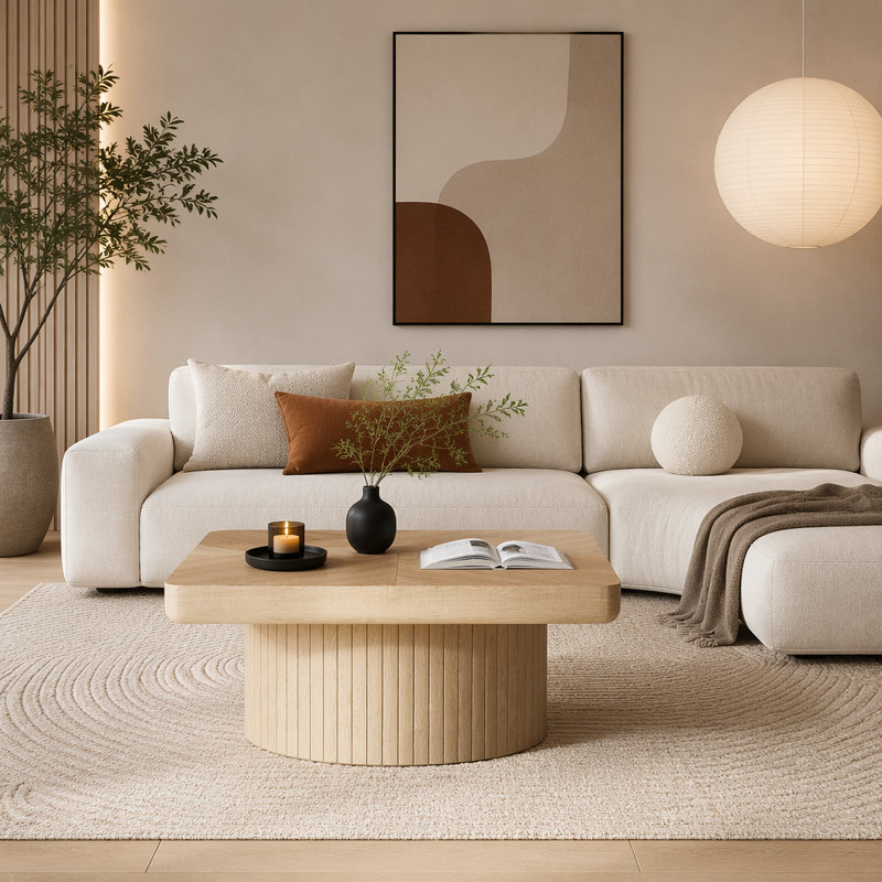 Ensemble de tables basses gigognes en bois, Naturel