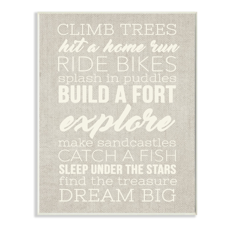 «Climb Trees Dream Big» avec plaque murale blanche, Plaque murale, H 15 po x l 10 po x P 0,5 po