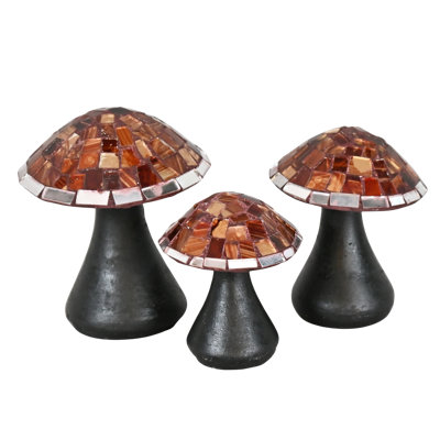 Mosaic Glass Mushroom Family