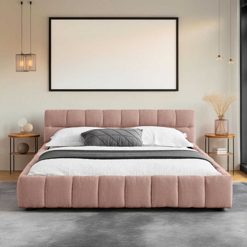 Lit plateforme tapissier Luxury Luxury, Rose