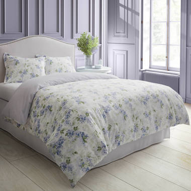 Laura Ashley Annalise Gray Standard Cotton Reversible Duvet Cover Set &  Reviews