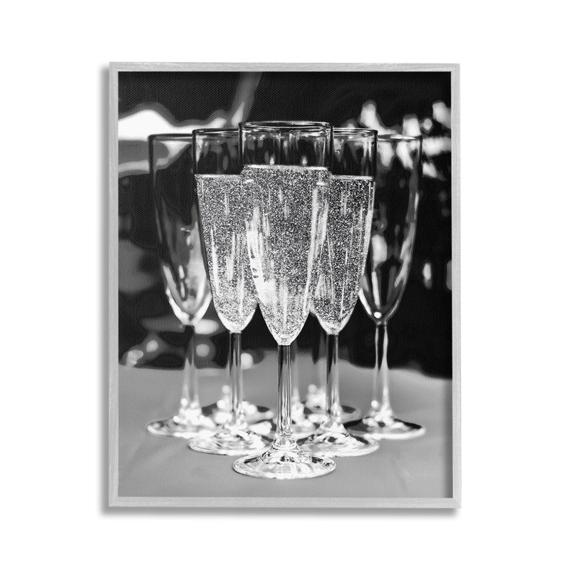 GlamChampagneFlutes, H 30 po x l 24 po, Giclée encadrée blanc bord de mer