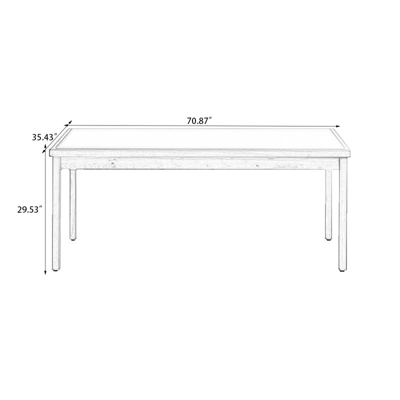 Blanc / brun pierre rectangulaire + table de salle à manger papillon en bois massif, H 29,53 po x L 70,87 po x l 35,43 po