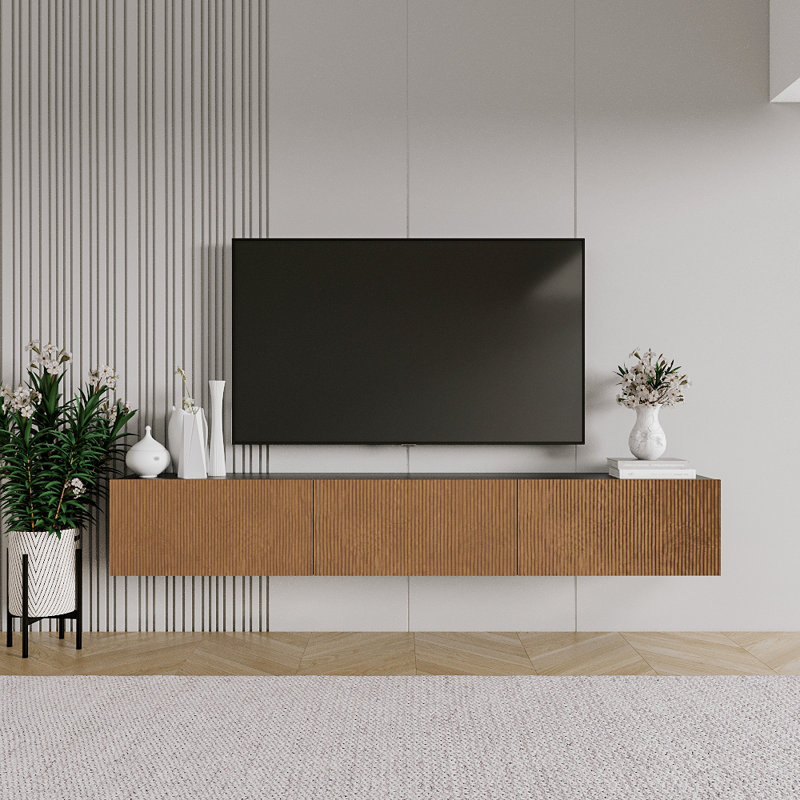 Chatwin Floating TV Stand Wall-Mounted Media Console 70.8'' W Storage Credenza, Brown