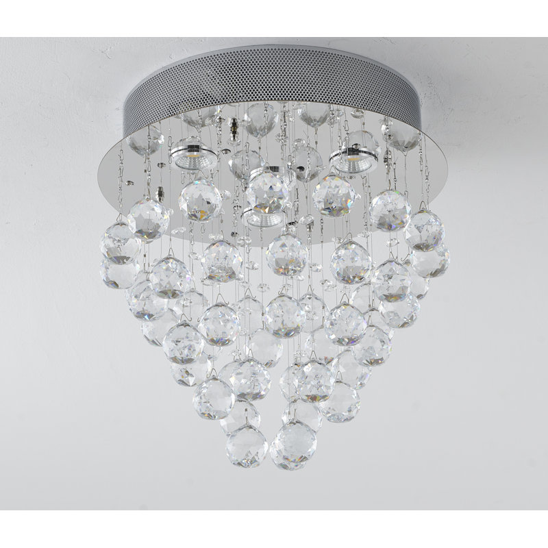 Plafonnier encastré en cristal 4 lumières Transitional, Chrome