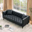 Canapé en cuir 78 po, canapé capitonné à 3 boutons fait à la main, canapé Chesterfield avec assise profonde et 2 coussins, canapé en cuir