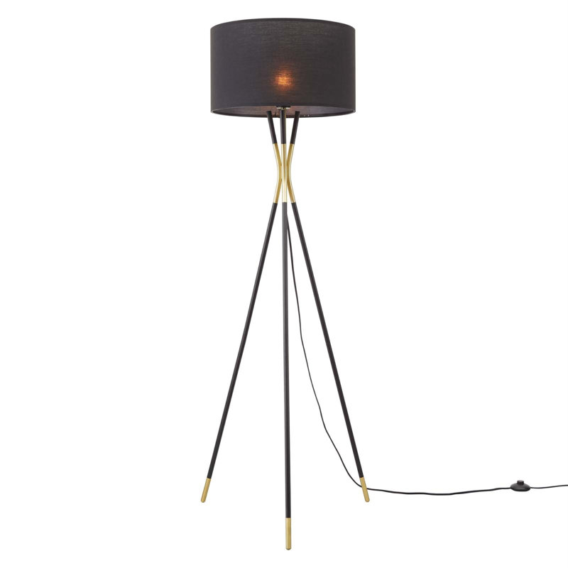 Audrey 60'' Black Matte Tripod Floor Lamp with Oversized Drum Shade