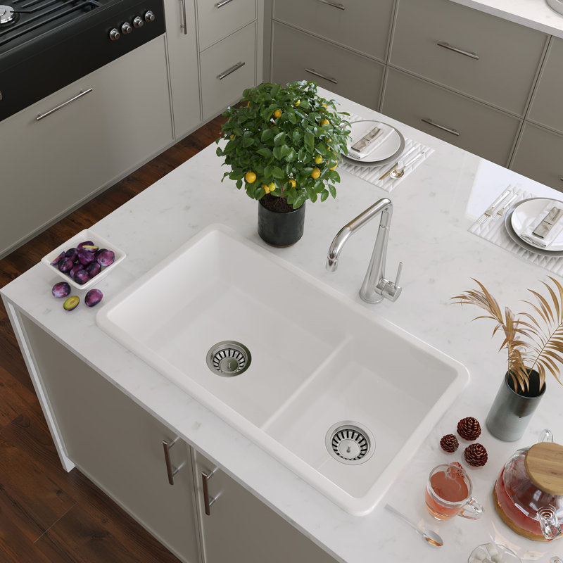 Nantucket Sinks 60/40 Dualmount Fireclay Sink Wellfleet-31OSW