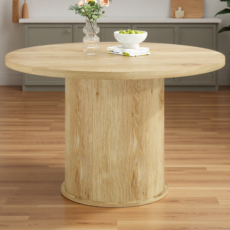 Table de salle à manger de 43 po pour 4 personnes, petite table de salle à manger avec plateau en bois et base en métal robuste, table de salle à manger ronde moderne pour salle à manger, assemblage facile