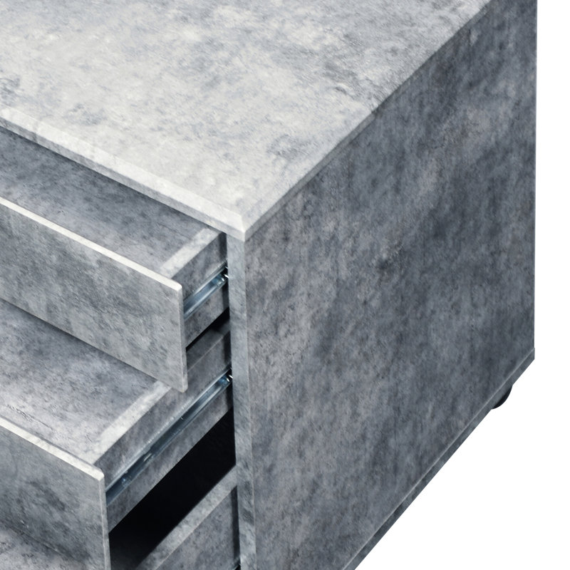 Classeur en faux béton et argent, 3 options pratiques - Cabinet gris pour le bureau