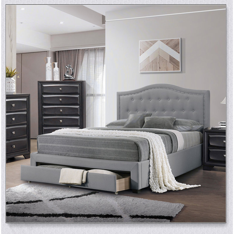 California Bed 1Pc, LIght Grey