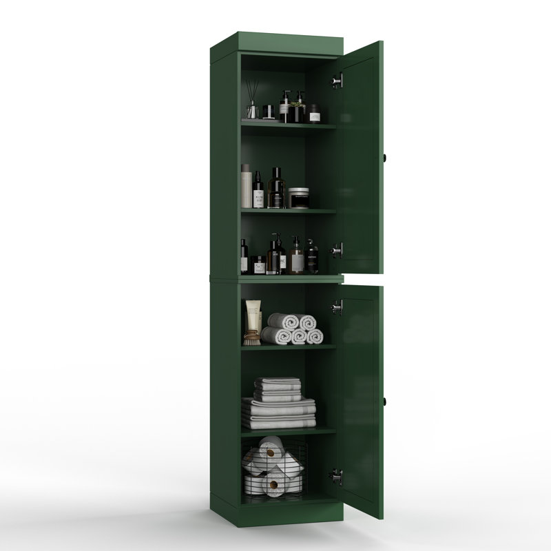 Palace Imports 100% Solid Wood Bathroom Storage Cabinet, Raised Panel Doors, Adjustable Shelves, 16.5" Wide, 71.5" Tall