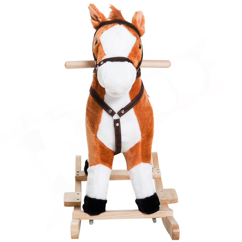 Cheval à bascule en peluche pour enfants avec sons réalistes - brun