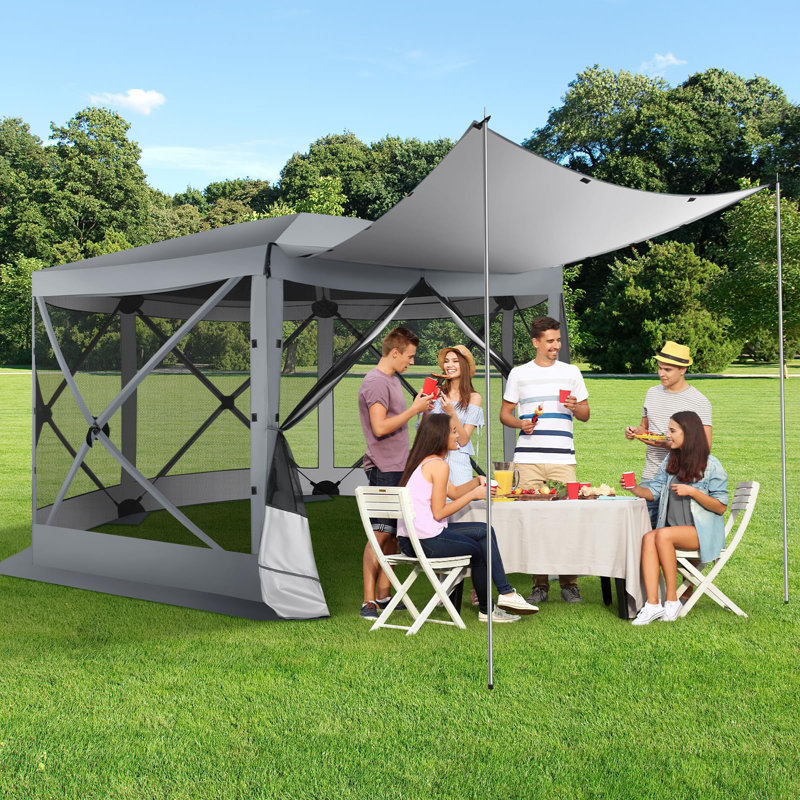 12x12 Screen Room with Mosquito Netting, Gray