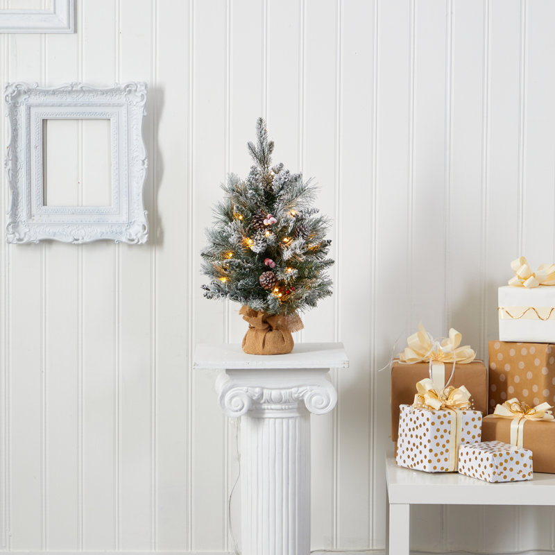 Sapin de Noël artificiel floqué 2 'avec 30 lumières claires