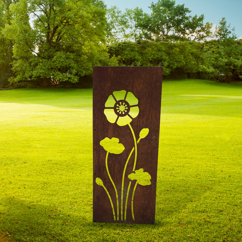 Odle Brown Metal Fence Panels, 116.4cm H x 35.5cm W x 6cm D