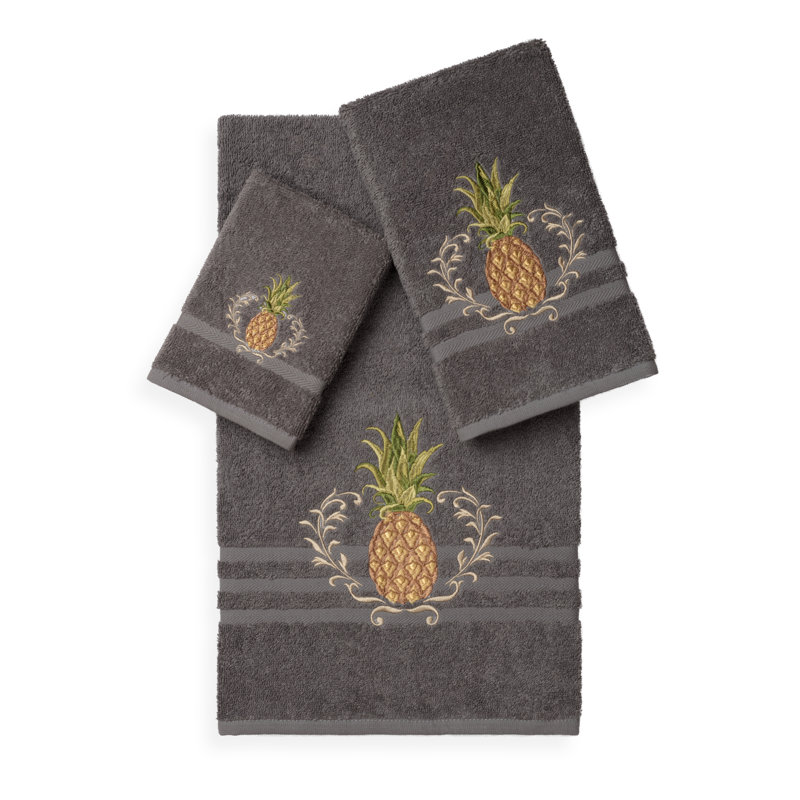 Welcome 3 Piece Towel Set, Dark Gray