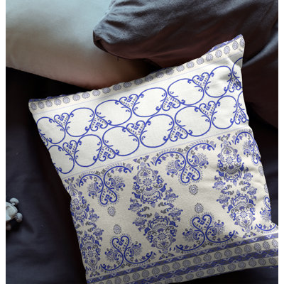 Floral Faux Suede Reversible Throw Pillow
