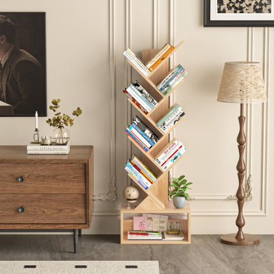 9 Tier Tree Bookshelf,Bookcase for Narrow Space, Storage Organizer Floor Standing Bookshelves for Books, Tall Book Case for Home Office, Living Room, Bedroom