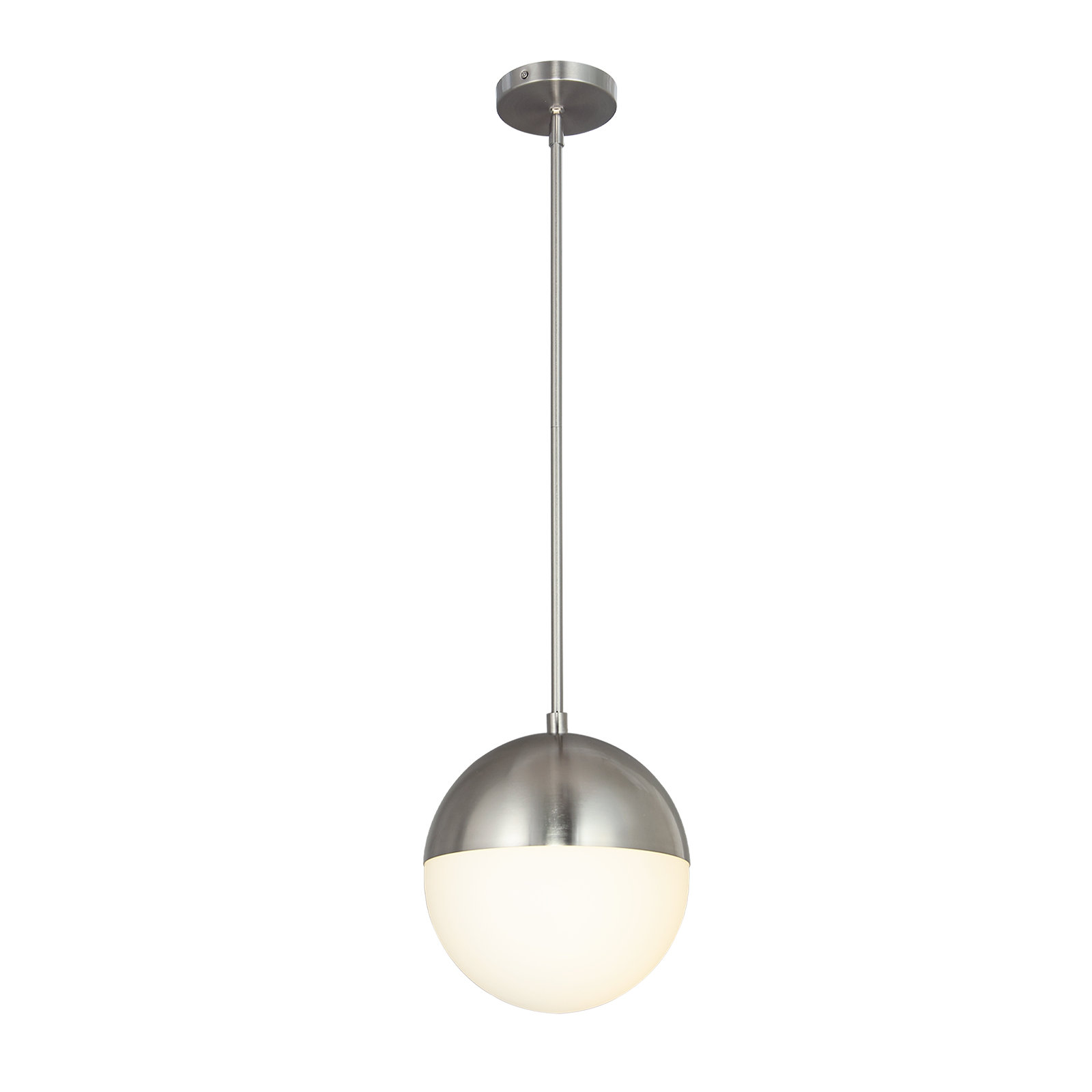Yvette Single Light Glass Pendant, Nickel, 10" H x 10" W x 10" D