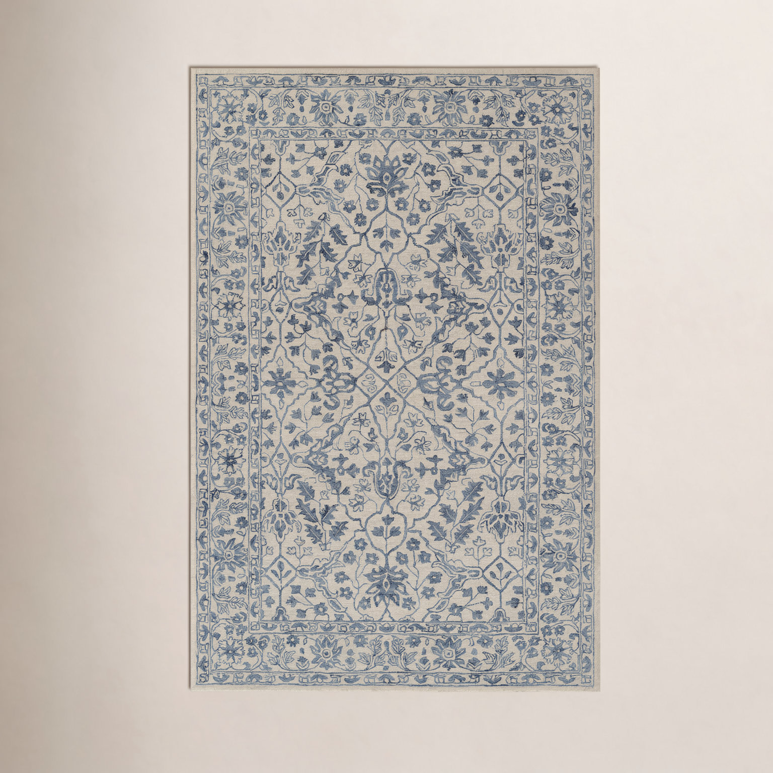 Bayford Ivory Hand-Tufted Wool Rug, Rectangle 5' x 8'