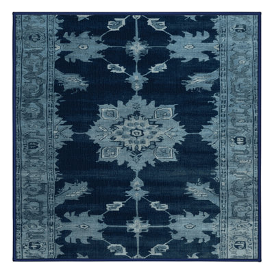 Machine Washable Overdyed Blue Area Rug