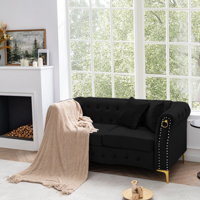  64.1" Retro-Style Velvet Loveseat