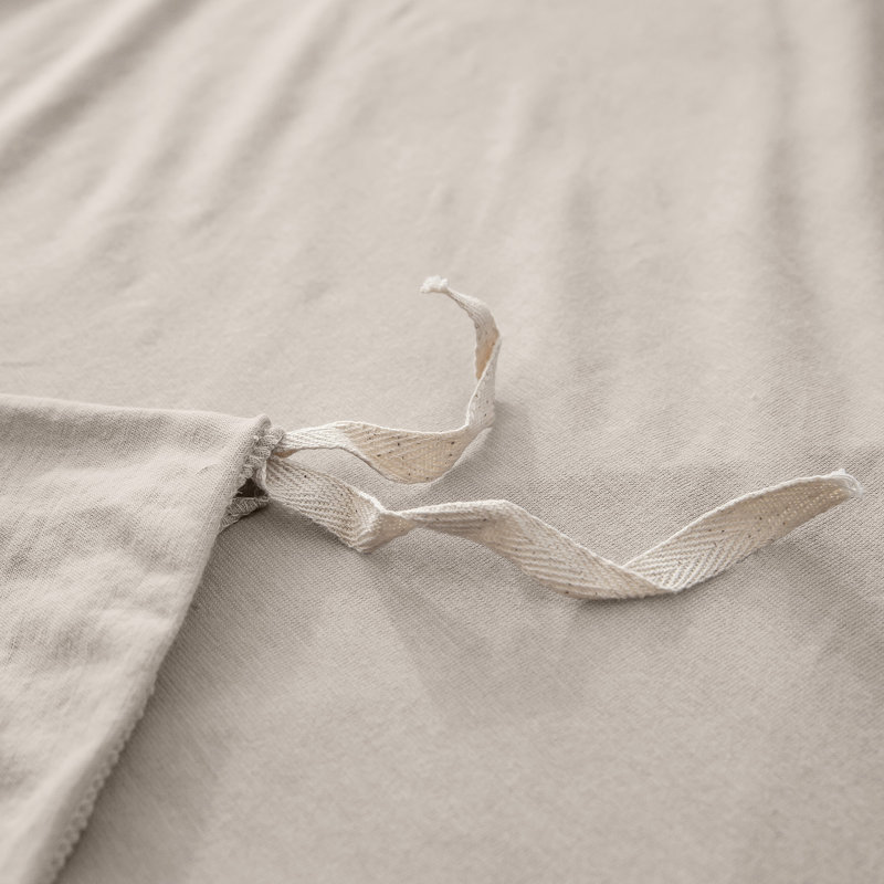 HOME BEDDING Jersey Cotton Duvet Cover Set, Cream Gray, King Duvet Cover + 2 King Shams