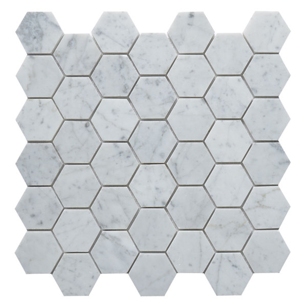 Carrara 2" x 2" Marble Honeycomb Mosaic Wall & Floor Tile