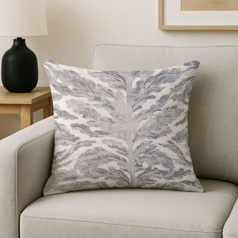 Coussin décoratif intérieur / extérieur gris Modern Modern, Carré 16 po, Gris / beige / beige clair abstrait 2