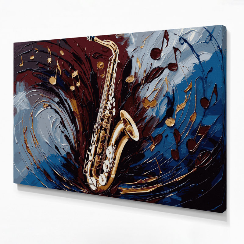 «Music Saxophone Brown», art mural sur toile, H 16 po x l 20 po