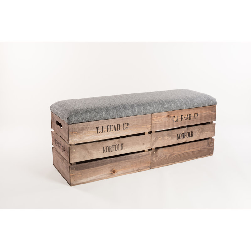 Alyson Wool Upholstered Storage Bench, Grey, Striped